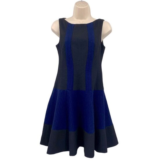 NANETTE Lepore Women’s Black & Blue Color Block Dress Size 4 - Picture 4 of 10